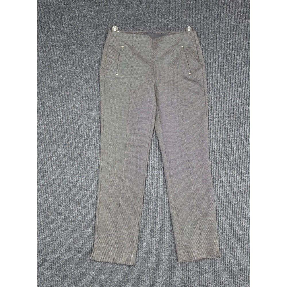 Chicos Ankle Pants Womens 0 US 4 Brown Micro Pattern Pull On Gold Hardware Slim